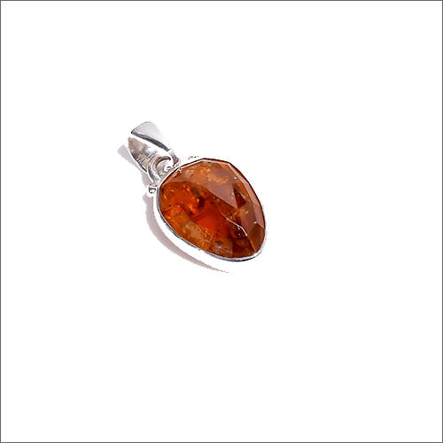 Orange Kyanite Rose Cut Gemstone 925 Sterling Silver Pendant