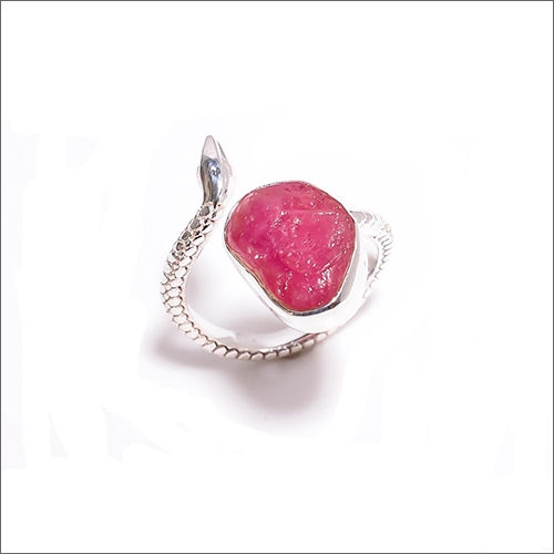 Ruby Raw Gemstone 925 Sterling Silver Snake Ring