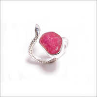 Ruby Raw Gemstone 925 Sterling Silver Snake Ring