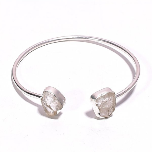 Crystal Raw Gemstone 925 Sterling Silver Bangle