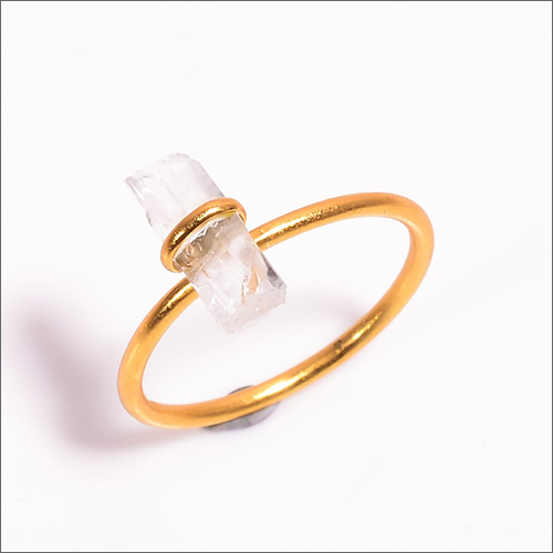 Anniversary Raw Crystal Sterling Silver 3 Micron Gold Plated Ring