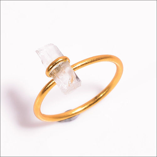 Raw Crystal Sterling Silver 3 Micron Gold Plated Ring