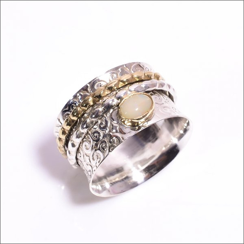 Ethiopian Opal Gemstone 925 Sterling Silver Meditation Spinner Ring
