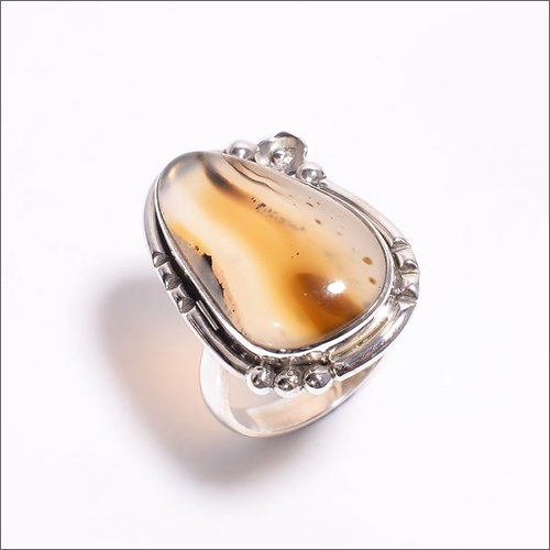 Natural Montana Agate Gemstone 925 Sterling Silver Designer Ring