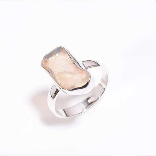 Ethiopian Opal Raw Gemstone 925 Sterling Silver Ring