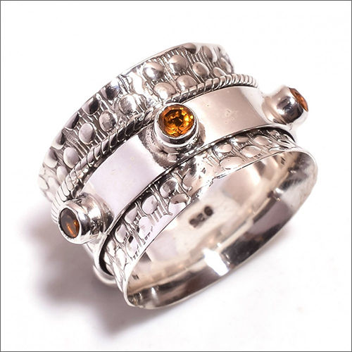 Citrine Gemstone 925 Sterling Silver Meditation Ring