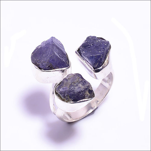 Raw Tanzanite Gemstone 925 Sterling Silver Adjustable Ring