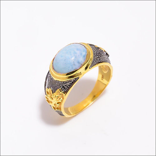 925 Sterling Silver Gold Plated  Gemstone Ring