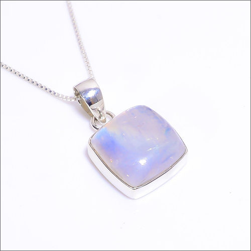 Natural Rainbow Moonstone 925 Sterling Silver Pendant