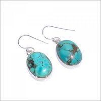 Turquoise Gemstone 925 Sterling Silver Earrings