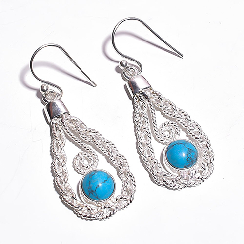 Turquoise Gemstone 925 Sterling Silver Earrings