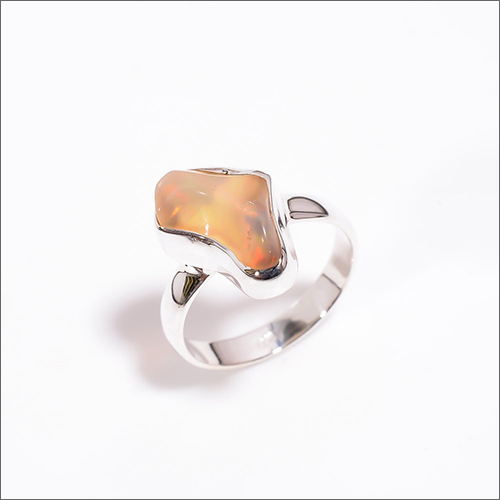 Ethiopian Opal Raw Gemstone 925 Sterling Silver Ring
