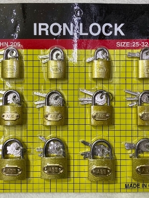 Iron Padlock - Iron Material Long Shackle 25mm-38mm Sizes Silver Chrome Finish Includes 3 Keys | Ideal for Industrial Hospital Commercial Use