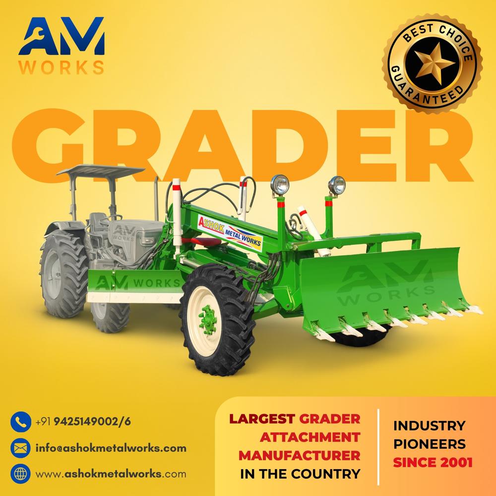 Single Pin Mounted Grader Attachment - Color: Red