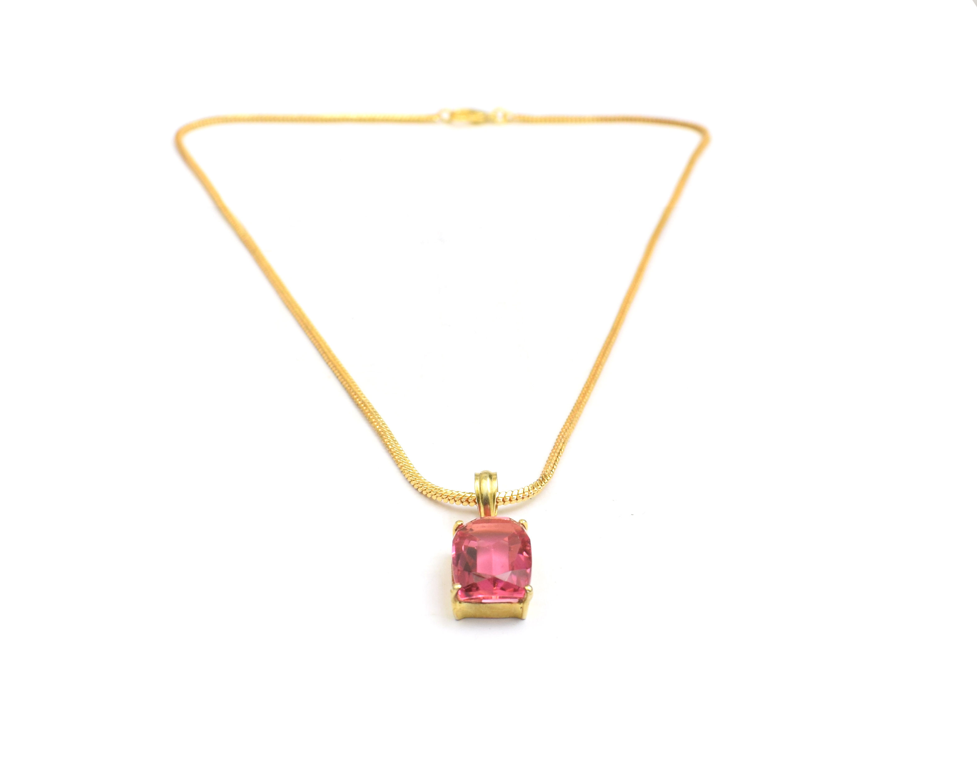 Ruby Quartz Gemstone Gold Plated  Pendant Necklace