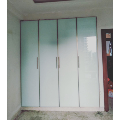 Lacquered Glass Wooden Wardrobe 9 Feet