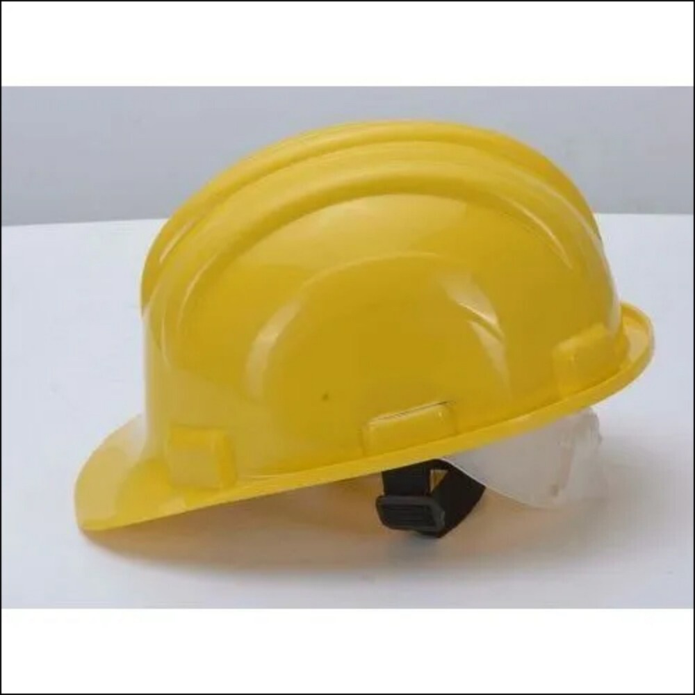 Yellow PVC Safety Helmet - HDPE Material, Open Face Style, Lightweight Design | Robust, Comfortable Fit for Workplace Safety