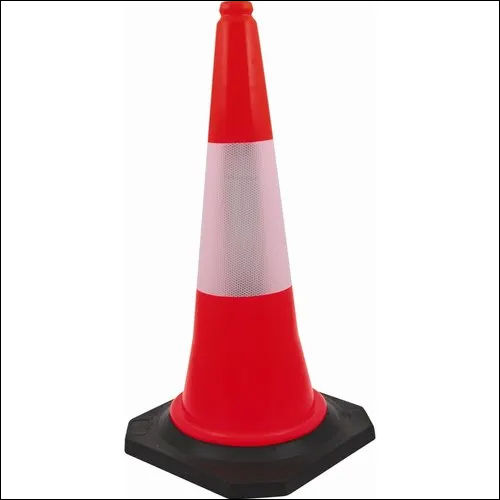 Red & White Parking Safety Cone Rubber Base