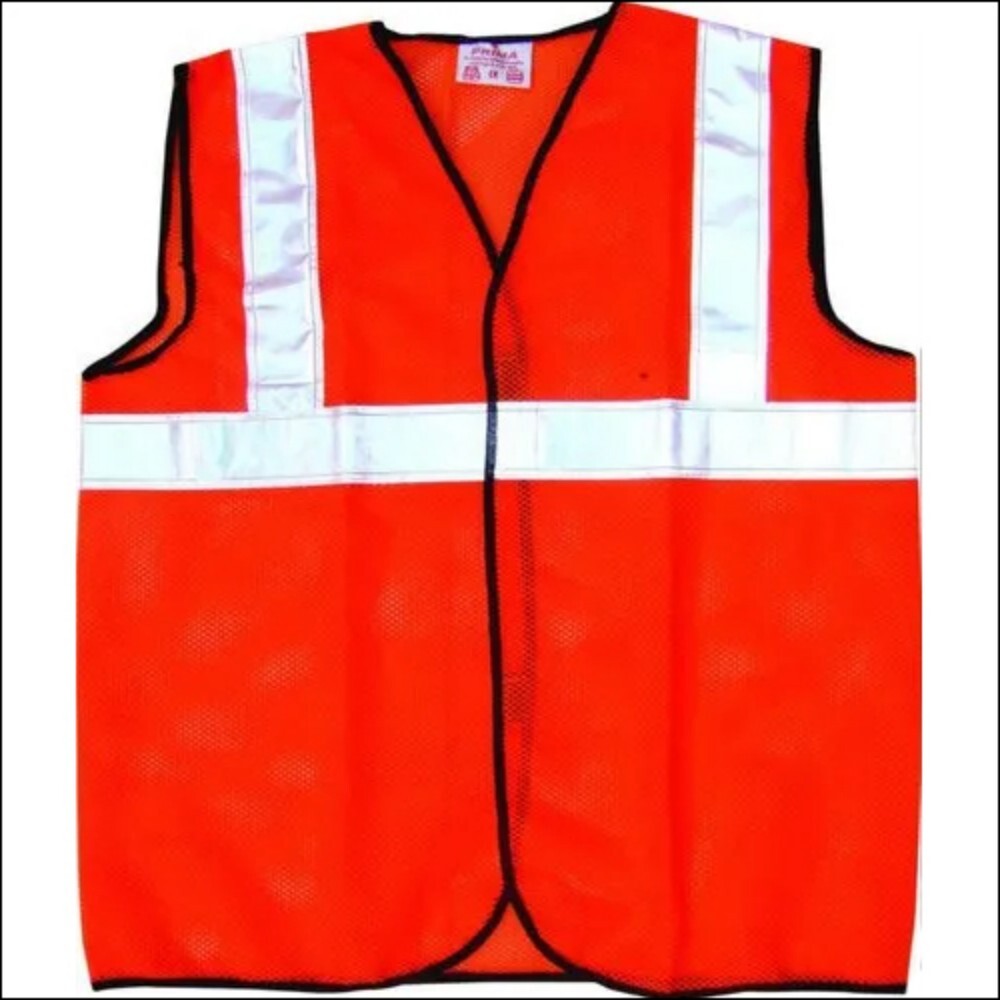 Safety Reflective Jacket 2INCH - Polyester Fabric, Sleeveless, Sizes S-M-L | Unisex, Orange, Silver Reflective Stripe, Lightweight, Tear Resistant, Durable