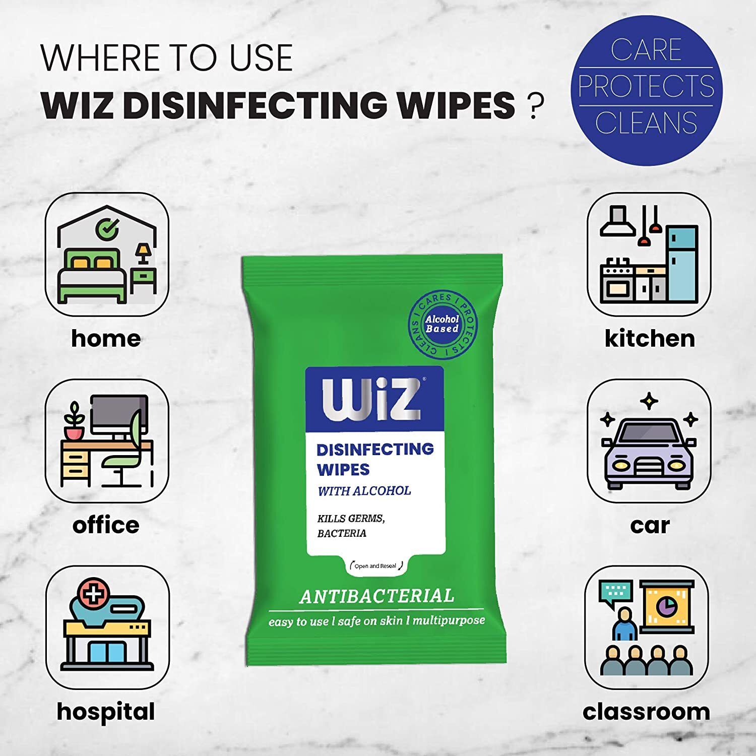 Wiz Single Alcohol Based Disinfecting Wet Wipes