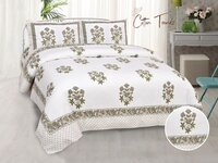 Cotton Trendz Jaipuri Bedsheet - 100% Cotton, King Size (108x108 Inches) , Includes 2 Pillow Covers (18x28 Inches) , Machine Washable, Color Guaranteed