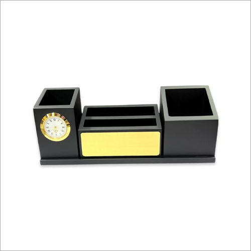 Black Tcf705 Pen Stand With Analog Watch