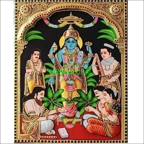 Lord Satyanarayana Tanjore Painting Size: Different Available