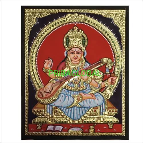 Saraswati Tanjore Painting Medium: Water Color