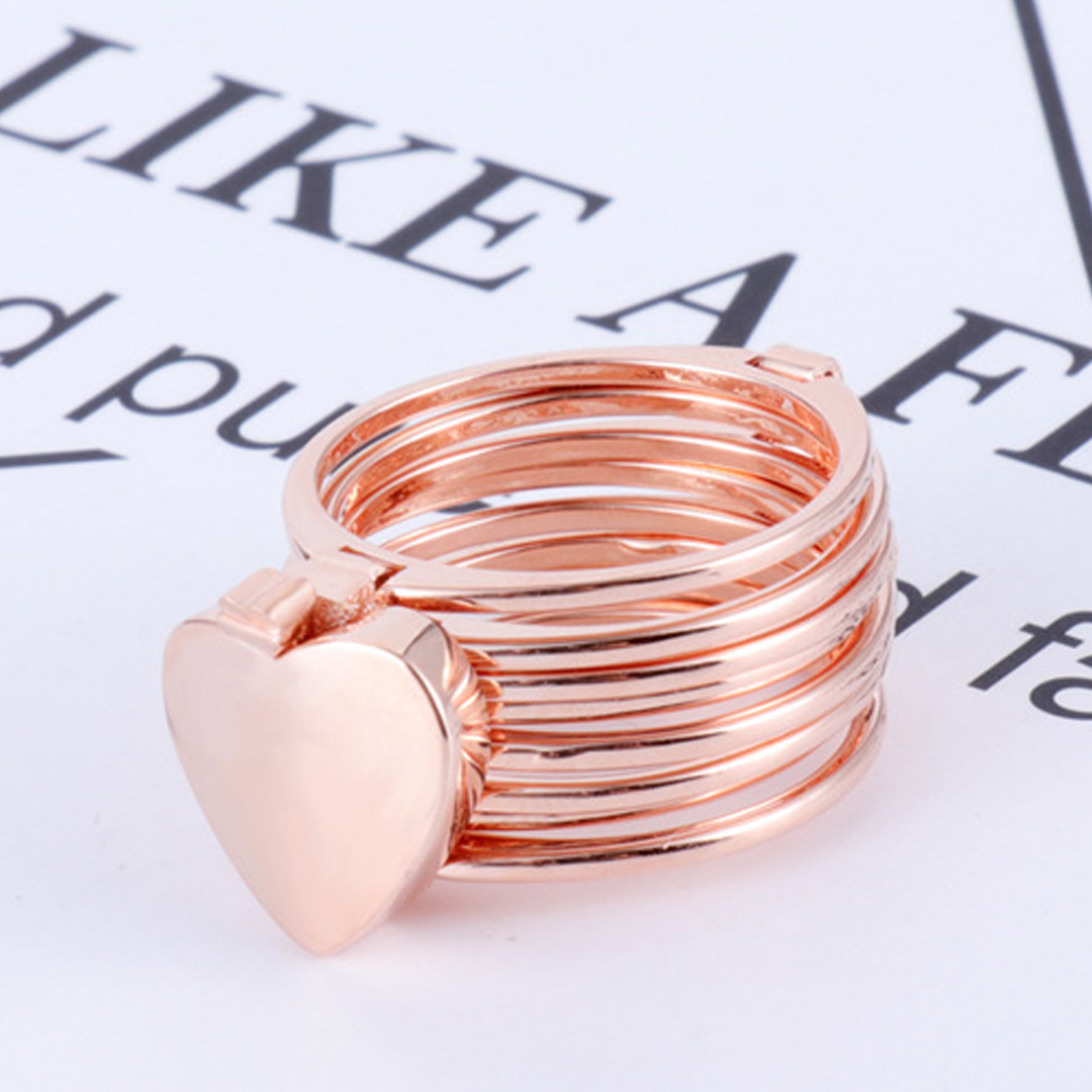 Vembley Rosegold 2 In 1 Retractable Heart Ring Bracelet For Women And Girls