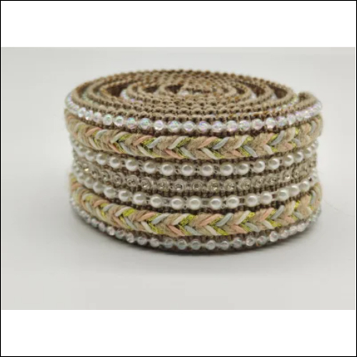 Custom Chain Braid Decorative Pearl Lace Trim Fashionable Jute Braided Peal Beads Application: Industrial