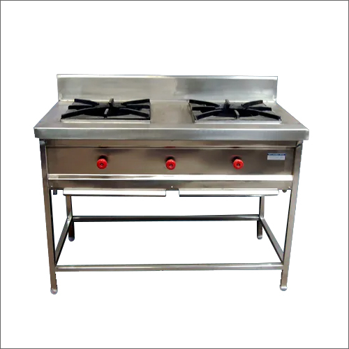 Silver Commercial Two Burner Gas Stove