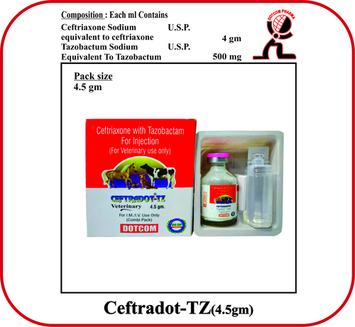 Ceftriaxone Tazobactum Soduim 4.5gm Brand -  CEFTRADOT-TZ - 4.5gm