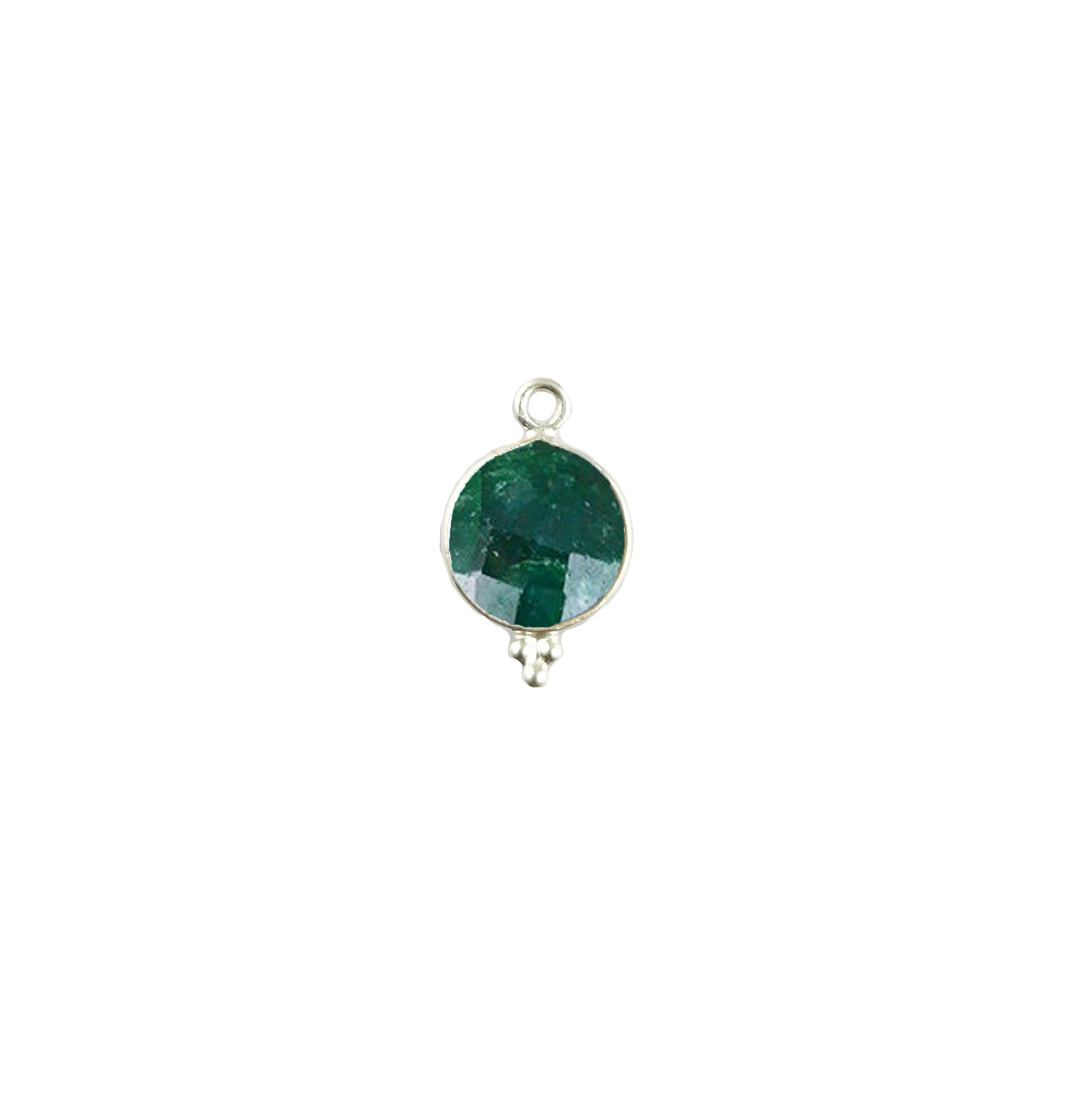 Round Fancy Bezel Gemstone Pendant- Sterling Silver Pendant