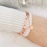 Roman Numerals Heart Pendant Charm Bangle Bracelet