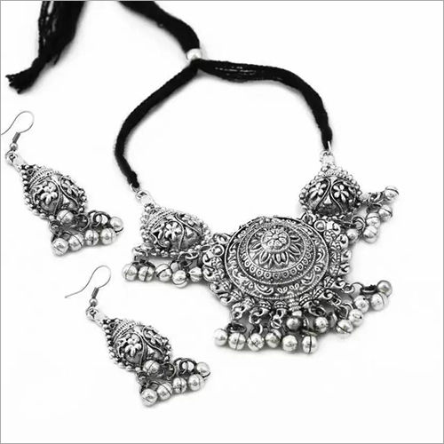 Silver Oxidised Necklace Set