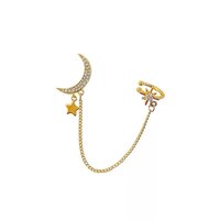 Vembley Korean Studded Crescent Chain Ear Cuff Earring For Women And Girls 2 Pcs/Set