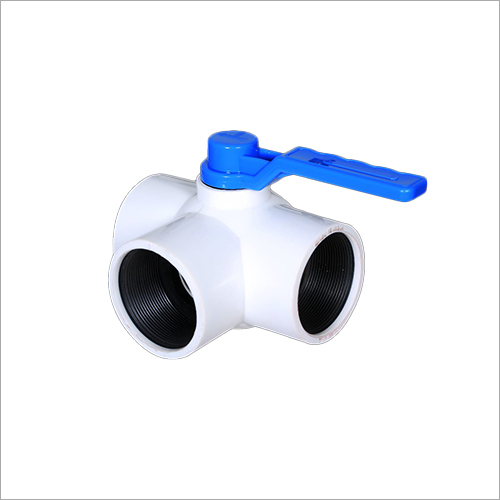 Pp Solid Three Way Ball Valve - Plastic, 2 Inch Size | White And Blue Color, Ideal For Retaining Sewage In Rvs And Industrial Usage