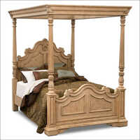 Brown Luxury Wood Canopy Bed