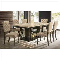 Indian Style 6 Seater Marble Dining Table Set
