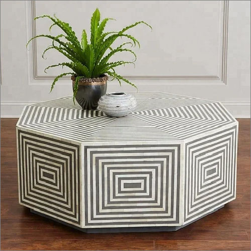 Hexagon Bone Inlay Coffee Table