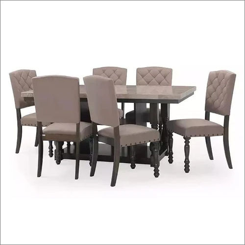 6 Seater Marble Dining Table Set