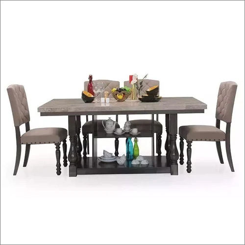 6 Seater Marble Dining Table Set