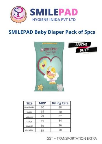 White Baby Diaper - 5 Pcs Pack