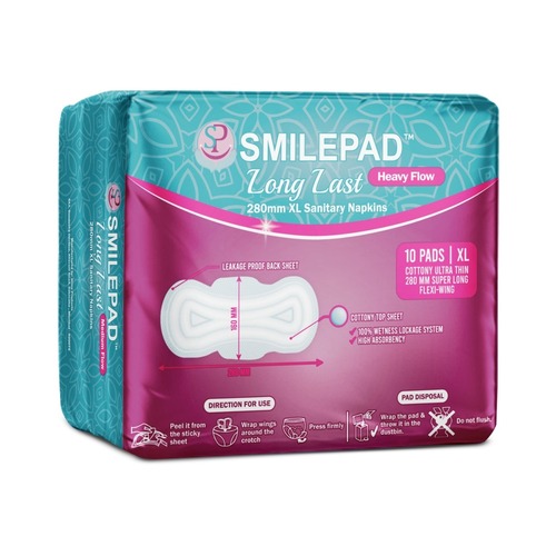 White Ultra Thin Sanitary Pad - Long Last 10 Pcs Pack Xl