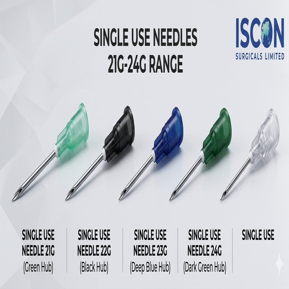 Single use needle 21G-24G