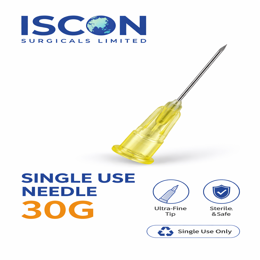 Single Use Needle 30G - Stainless Steel, Individually Blister Packed, EO Sterilized, ISO 7864 & IS 10564 Certified, Precaution Before Use