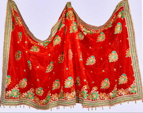 Red Bridal Dupatta with Embroidery Work
