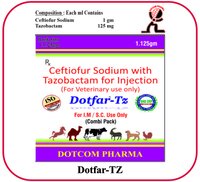 Ceftiofur Sodium Tazobactum 1.125 gm Brand - DOTFAR-TZ