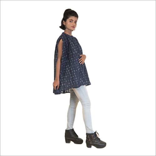 Blue Cotton Bandhani Top