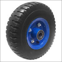 Pu Foam Wheel - 225 Mm, Eco-friendly, Waterproof, Rough Texture, Striped Design, Lightweight, Round Shape, Black Color